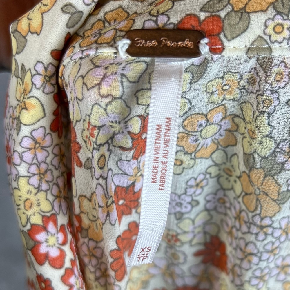 Free People Dress Womens XS Revolve Bonnie Floral Button Retro Sheer Tea Combo - Picture 10 of 11